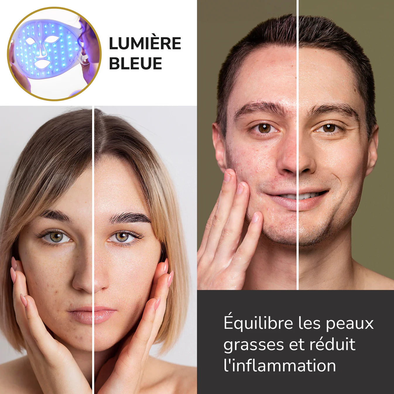 ODELYNE® Adara Masque facial - Infrarouge 850 Anti-Âge,  Fermeté, Anti-Rides et rougeurs